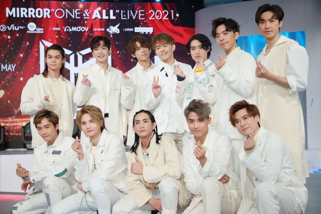 HONG KONG, CHINA - MARCH 27: Members of boy group Mirror attend the press conference for Mirror "One & All" Live 2021 on March 27, 2021 in Hong Kong, China. (Photo by VCG/VCG via Getty Images)