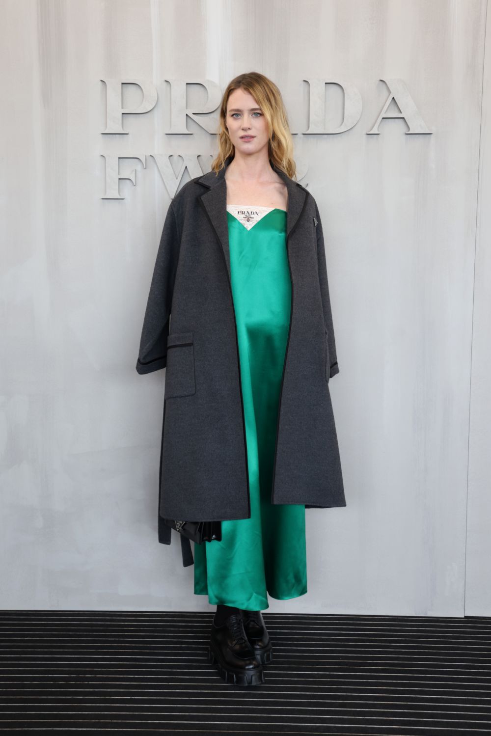 MILAN, ITALY - FEBRUARY 24: Mackanzie Davis attends Prada Fall 2022 Womenswear Fashion Show on February 24, 2022 in Milan, Italy. (Photo by Vittorio Zunino Celotto/Getty Images for Prada)