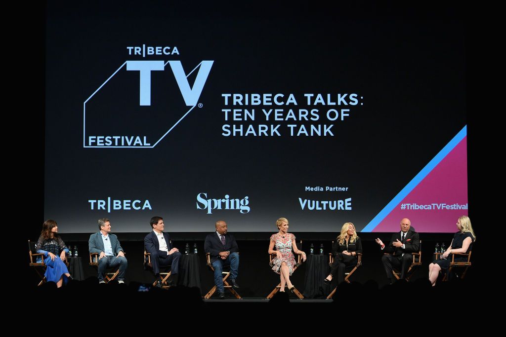 NEW YORK, NY - SEPTEMBER 23: (L-R) Yun Lingner, Clay Newbill, Mark Cuban, Daymond John, Barbara Corcoran, Lori Greiner and Kevin O'Leary speak onstage at the Tribeca Talks Panel: 10 Years Of "Shark Tank" during the 2018 Tribeca TV Festival at Spring Studios on September 23, 2018 in New York City. (Photo by Dia Dipasupil/Getty Images)
