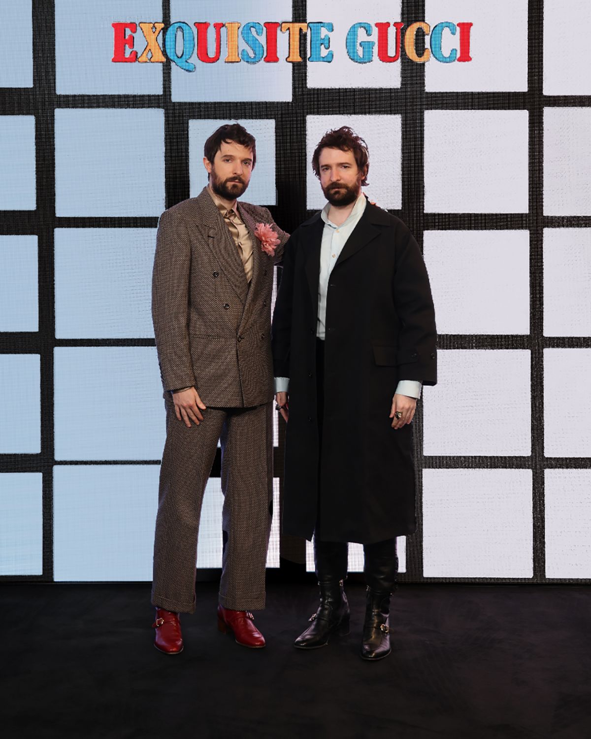 MILAN, ITALY - FEBRUARY 25: Damiano D'Innocenzo and Fabio D'Innocenzo arrive at the Gucci show during Milan Fashion Week Fall/Winter 2022/23 on February 25, 2022 in Milan, Italy. (Photo by Vittorio Zunino Celotto/Getty Images for Gucci)