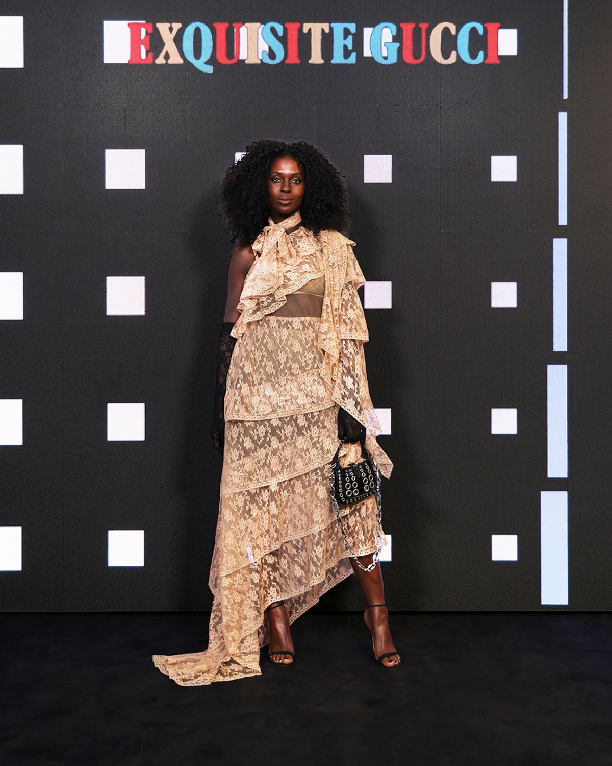 MILAN, ITALY - FEBRUARY 25: Jodie Turner-Smith arrives at the Gucci show during Milan Fashion Week Fall/Winter 2022/23 on February 25, 2022 in Milan, Italy. (Photo by Vittorio Zunino Celotto/Getty Images for Gucci)