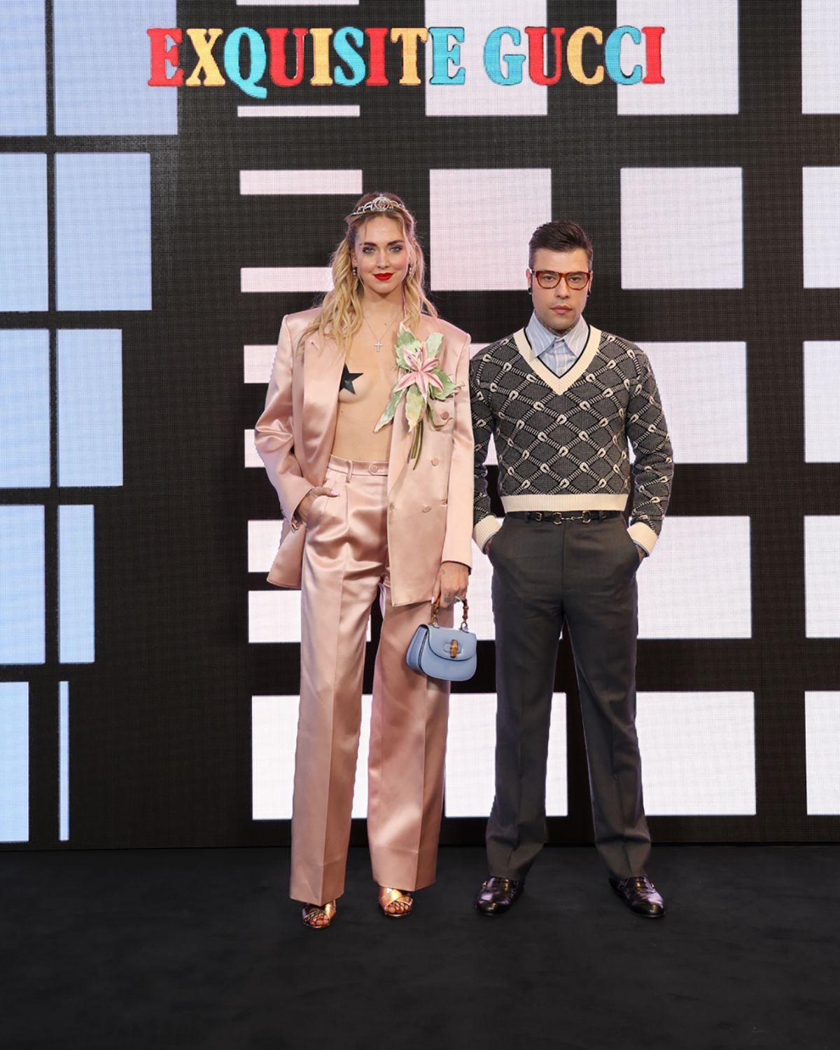 MILAN, ITALY - FEBRUARY 25: Chiara Ferragni and Fedez arrives at the Gucci show during Milan Fashion Week Fall/Winter 2022/23 on February 25, 2022 in Milan, Italy. (Photo by Vittorio Zunino Celotto/Getty Images for Gucci)