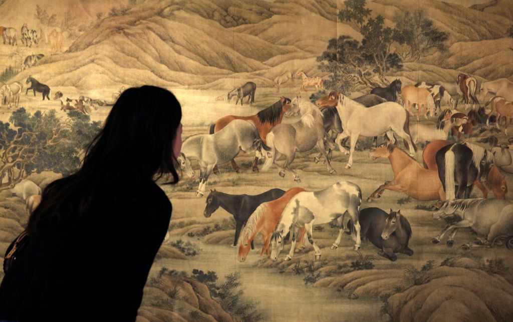 One hundred horses, A anonymous  show at exhibition "Notable Horses in Chinese Culture", for celebrating the year of the Horse at Art Museum of Chinese University, Sha Tin. 28JAN14 (Photo by Dickson Lee/South China Morning Post via Getty Images)