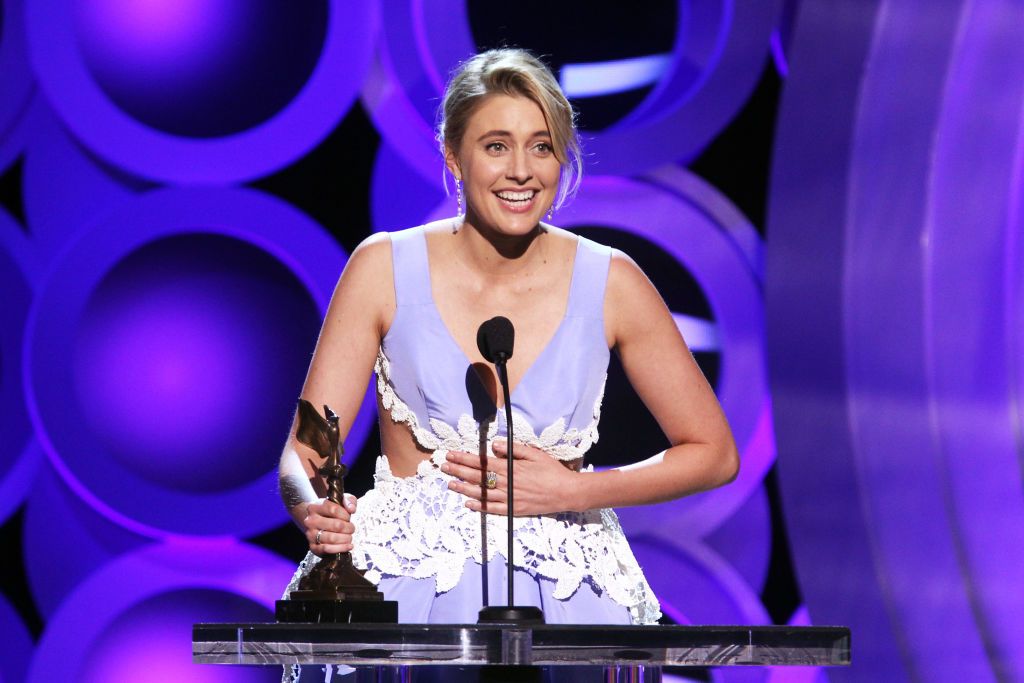 SANTA MONICA, CA - MARCH 03: Actor/writer/director Greta Gerwig accepts Best Screenplay for 'Lady Bird' onstage during the 2018 Film Independent Spirit Awards on March 3, 2018 in Santa Monica, California. (Photo by Tommaso Boddi/Getty Images)