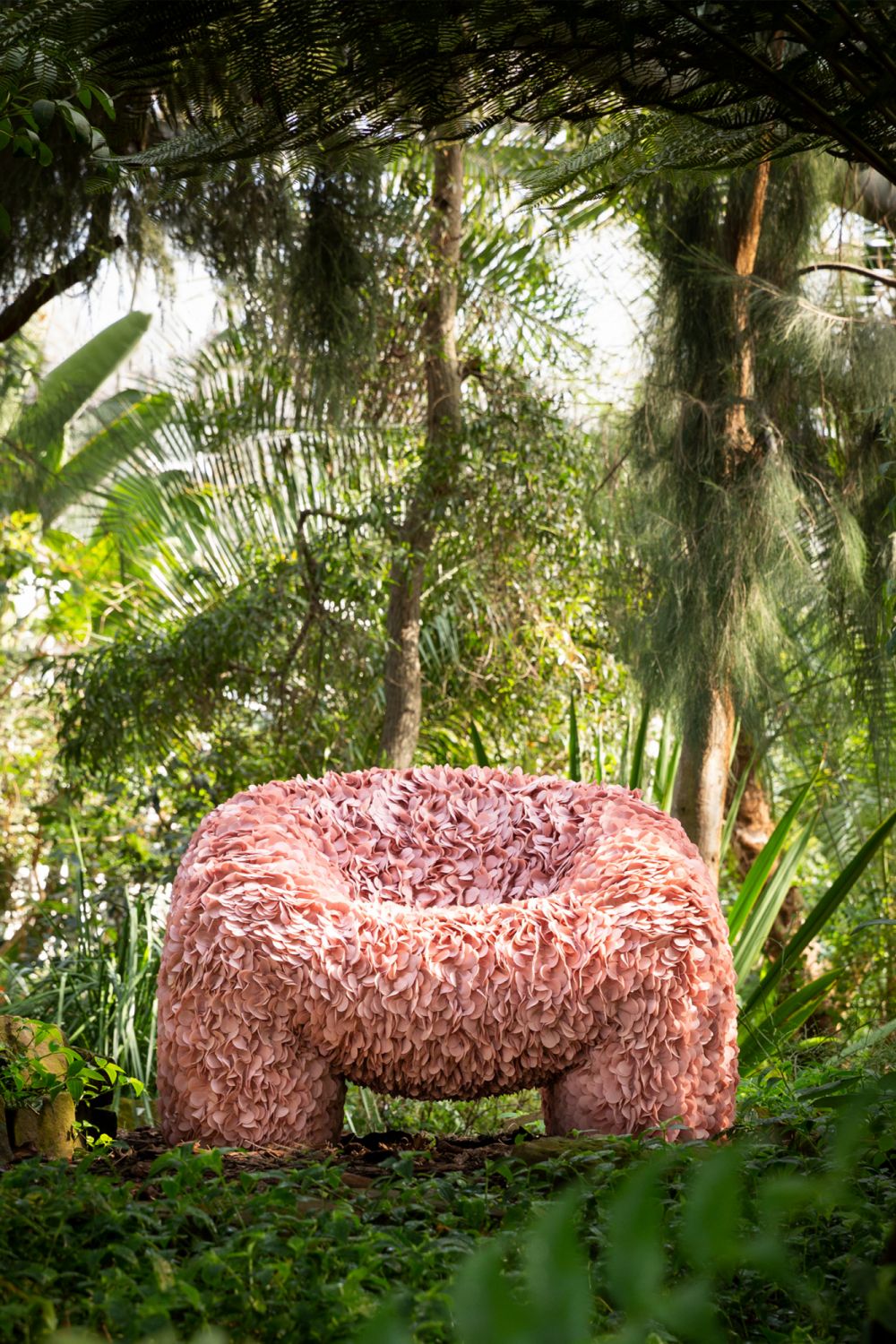 A delicate balance between form and function, the armchair offers cosy comfort