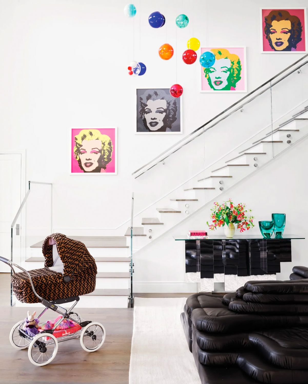 Kylie Jenner's Hidden Hills abode also features a black De Sede Terrazza sofa (Image: Kylie Jenner/@kyliejenner)