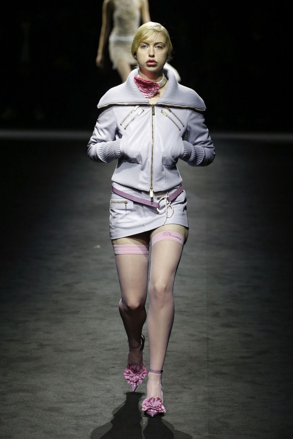 A model walks the runway at the Blumarine fashion show during the Milan Fashion Week Fall/Winter 2022/2023 on February 24, 2022 in Milan, Italy. (Photo by Estrop/Getty Images)