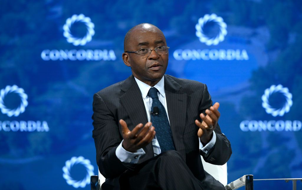 NEW YORK, NY - SEPTEMBER 25: Group Executive Chairman for Econet Wireless Global Strive Masiyiwa speaks onstage during the 2018 Concordia Annual Summit - Day 2 at Grand Hyatt New York on September 25, 2018 in New York City. (Photo by Riccardo Savi/Getty Images for Concordia Summit)