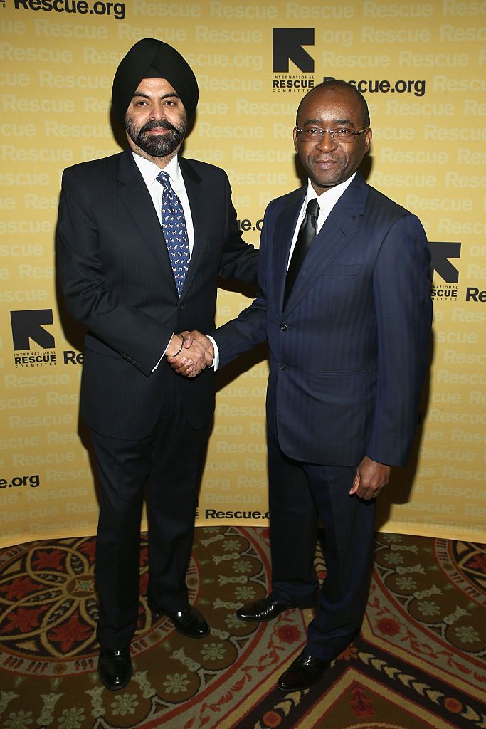 NEW YORK, NY - NOVEMBER 04: (L-R) Honoree President & CEO, MasterCard Ajay Banga and Honoree, Founder & Executive Chairman, Econet Wireless Strive Masiyiwa attend the Annual Freedom Award Benefit hosted by the International Rescue Committee at the Waldorf Astoria Hotel on November 4, 2015 in New York City. (Photo by Jemal Countess/Getty Images International Rescue Committee)
