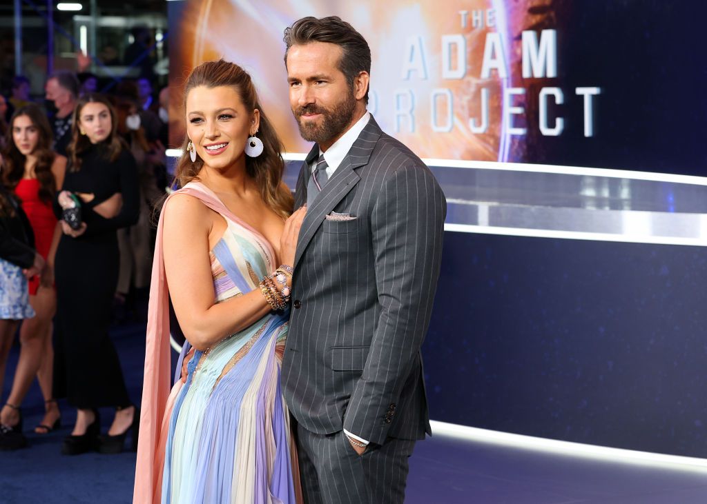 NEW YORK, NEW YORK - FEBRUARY 28: Blake Lively (L) and Ryan Reynolds attend The Adam Project World Premiere at Alice Tully Hall on February 28, 2022 in New York City. (Photo by Monica Schipper/Getty Images for Netflix)