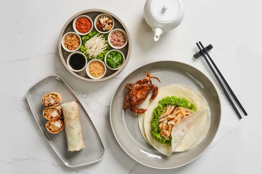 Singapore style popiah with soft shell crab