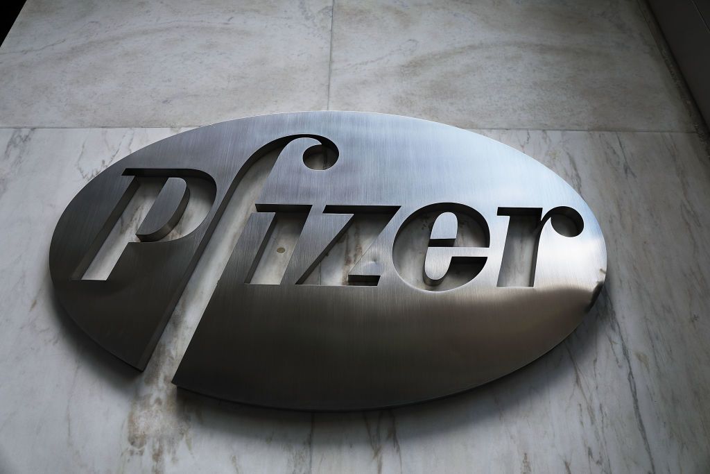 NEW YORK, NY - JULY 11: The Pfizer headquarters is seen in Manhattan on July 11, 2018 in New York City. A day after President Donald Trump pressured the pharmaceutical giant with a critical tweet, Pfizer has agreed to reverse or postpone drug price hikes. (Photo by Spencer Platt/Getty Images)