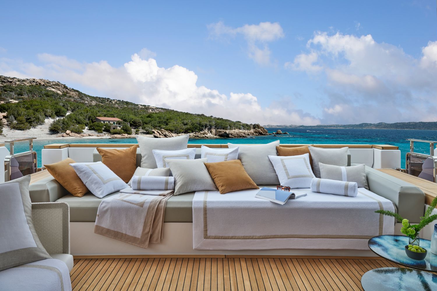 A selection of decorative cushions and throws from Frette