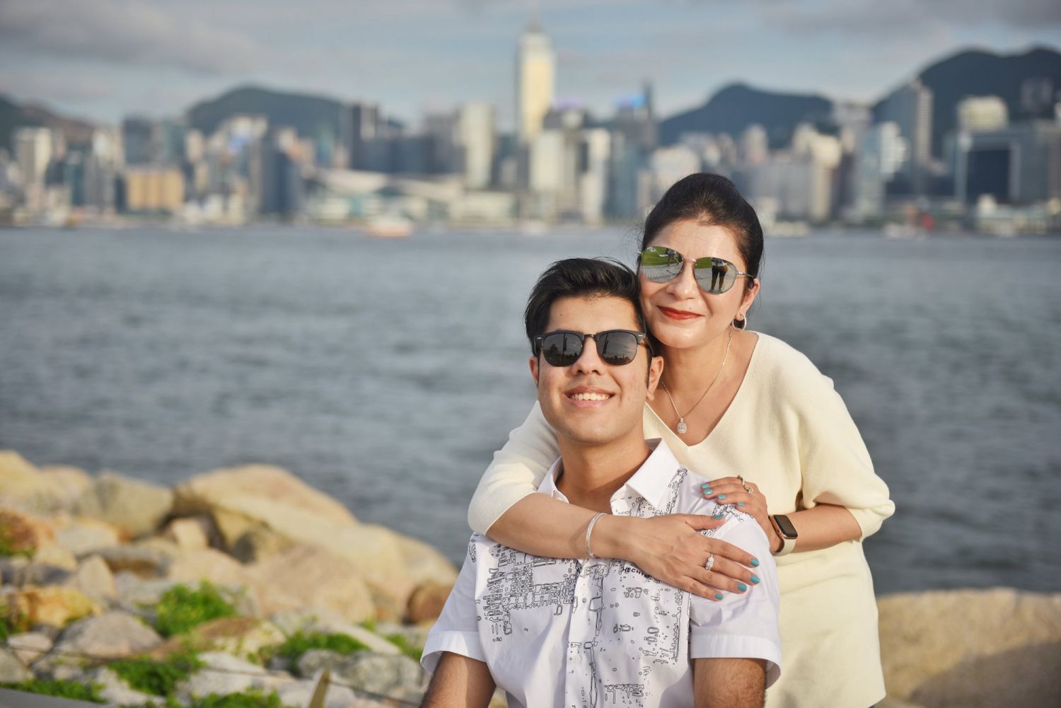 Kawal Preet and her son in Hong Kong