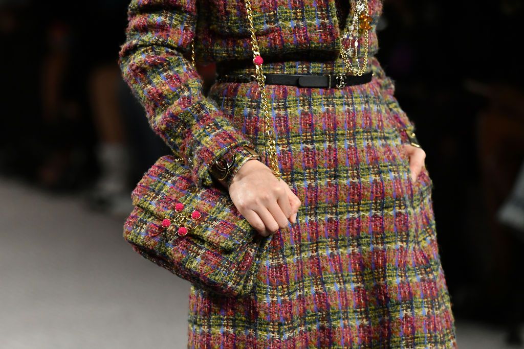 PARIS, FRANCE - MARCH 08: (EDITORIAL USE ONLY - For Non-Editorial use please seek approval from Fashion House) A model, fashion detail, walks the runway during the Chanel Womenswear Fall/Winter 2022-2023 show as part of Paris Fashion Week on March 08, 2022 in Paris, France. (Photo by Dominique Charriau/WireImage)