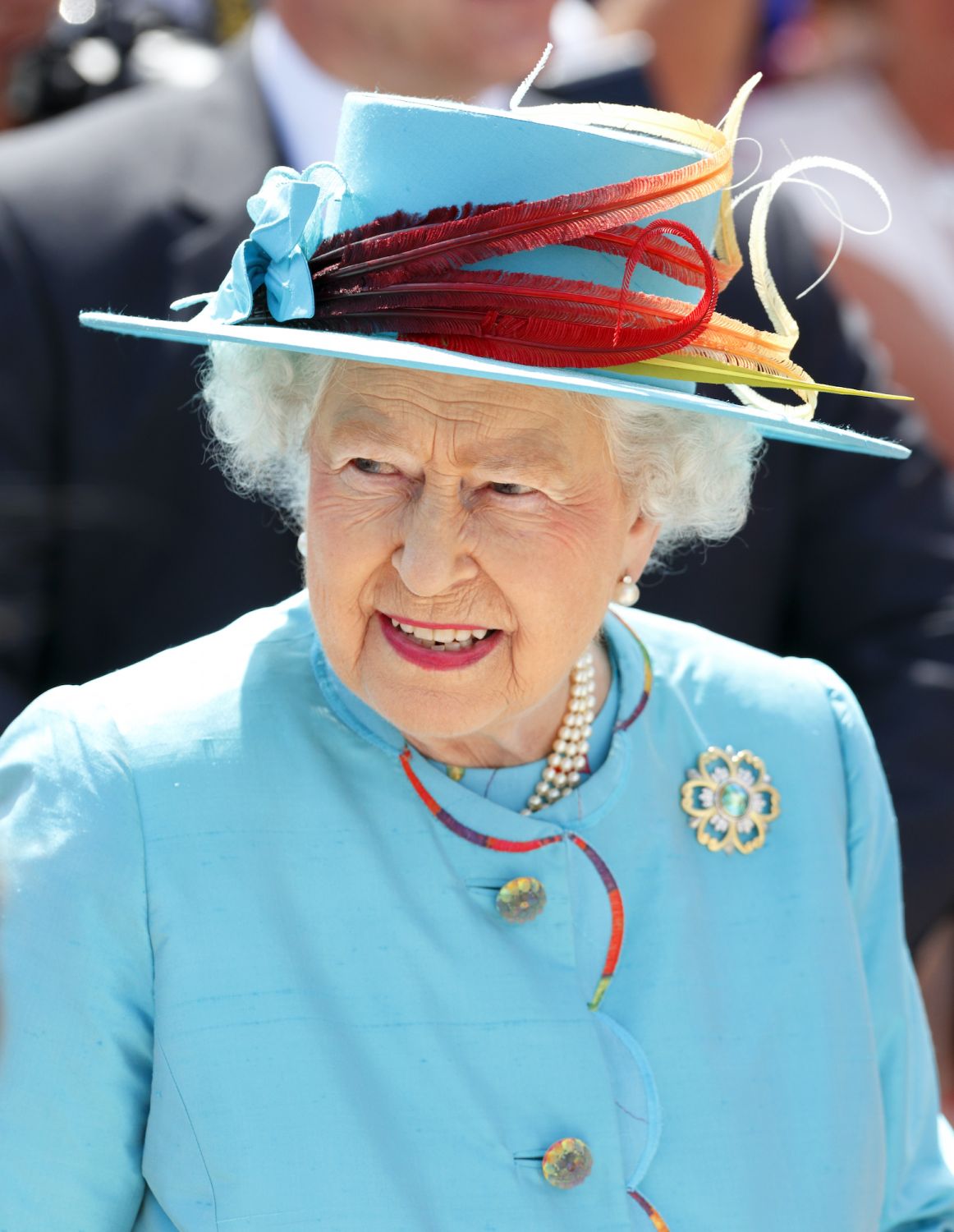 READING, UNITED KINGDOM - JULY 17: (EMBARGOED FOR PUBLICATION IN UK NEWSPAPERS UNTIL 48 HOURS AFTER CREATE DATE AND TIME) Queen Elizabeth II attends the opening of the newly redeveloped Reading Railway Station on July 17, 2014 in Reading, England. (Photo by Max Mumby/Indigo/Getty Images)