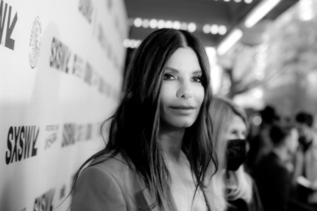 AUSTIN, TEXAS - MARCH 12: (EDITORS NOTE: Image has been converted to black and white.) Sandra Bullock attends the premiere of "The Lost City" during the 2022 SXSW Conference and Festivals at The Paramount Theatre on March 12, 2022 in Austin, Texas. (Photo by Rich Fury/Getty Images for SXSW)