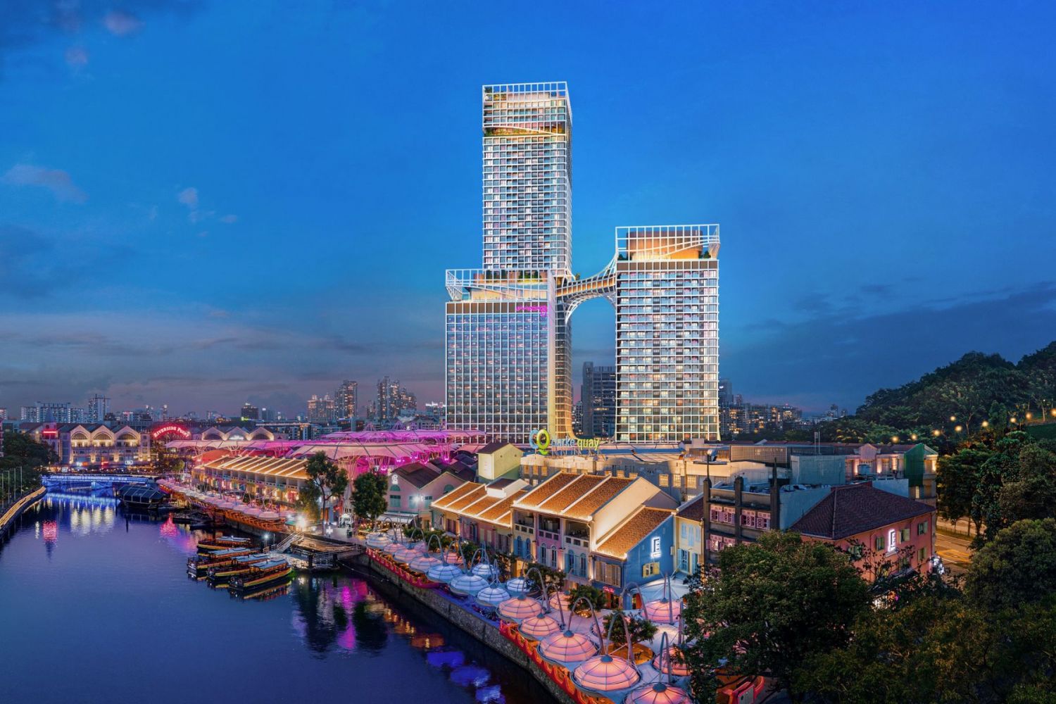 Clarke Quay's vibrant waterfront, the site where Canning Hill Piers will develop (Image: CapitaLand)
