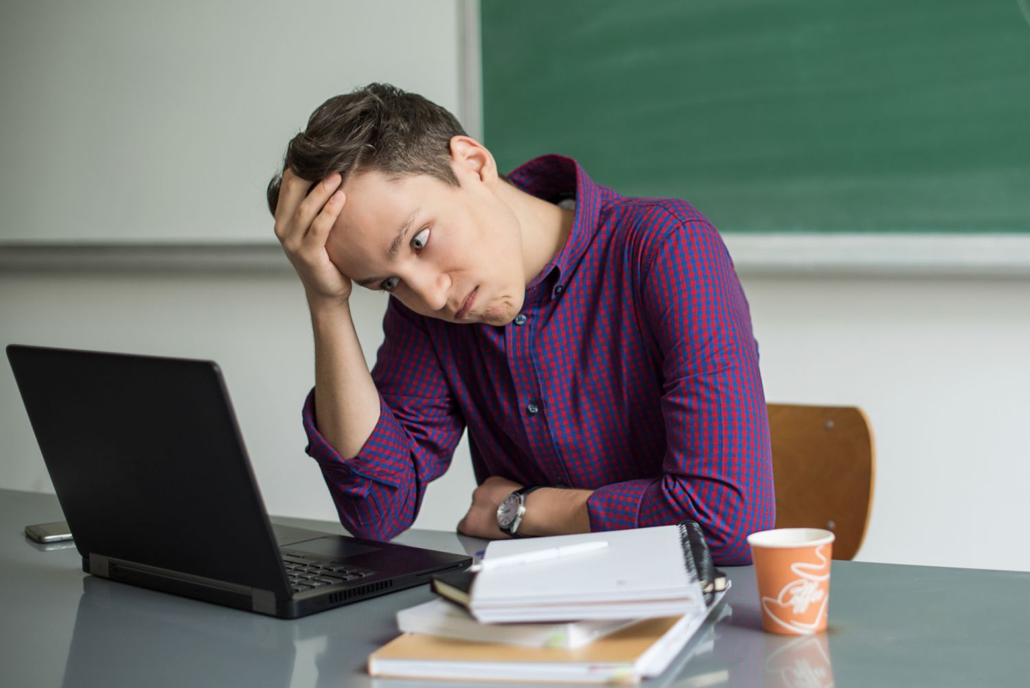 Student student preparing hard exam. Hard studying. Studying frustration