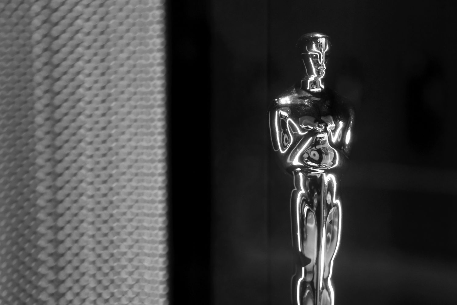 LOS ANGELES, CALIFORNIA - SEPTEMBER 21: (EDITORS NOTE: Image has been converted to black and white. Color version is available.) The Oscars Experience is seen at the Academy Museum Opening Press Conference at Academy Museum of Motion Pictures on September 21, 2021 in Los Angeles, California. (Photo by Rich Fury/Getty Images)