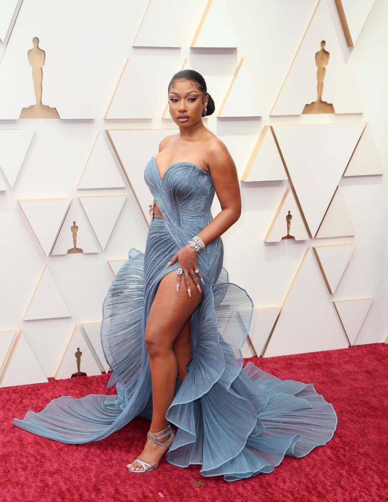 HOLLYWOOD, CALIFORNIA - MARCH 27: Megan Thee Stallion attends the 94th Annual Academy Awards at Hollywood and Highland on March 27, 2022 in Hollywood, California. (Photo by David Livingston/Getty Images)