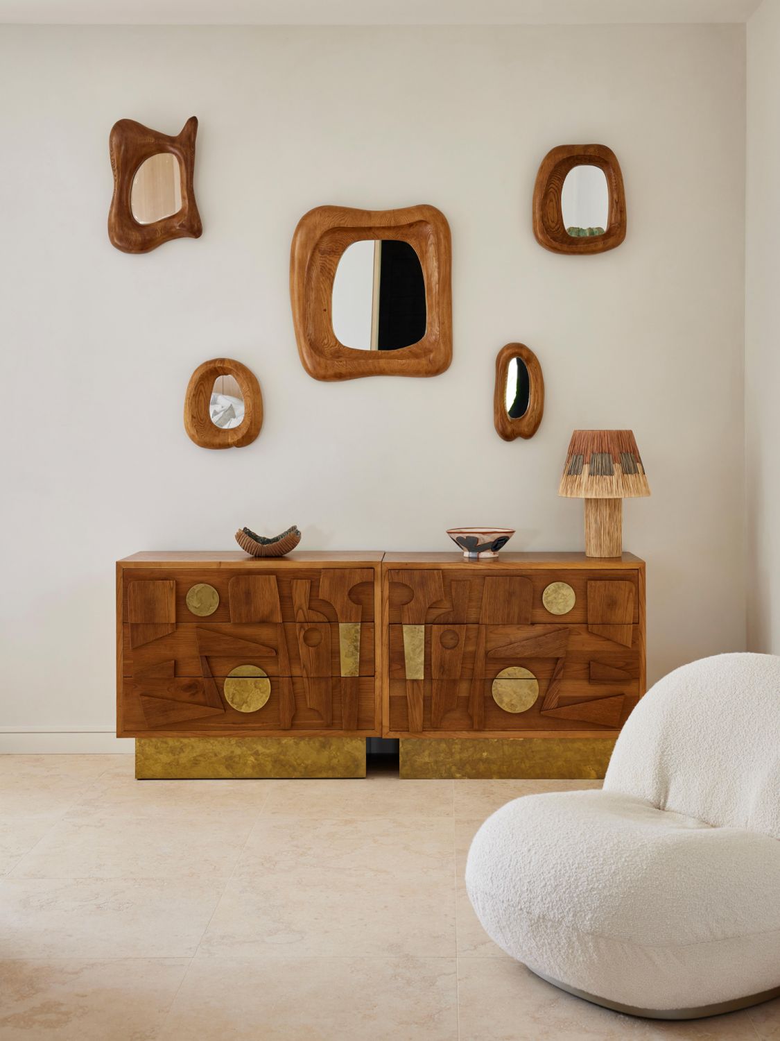 The villa features plenty of rounded profiles and curved elements, which lend the interiors a timelessly elegant aesthetic