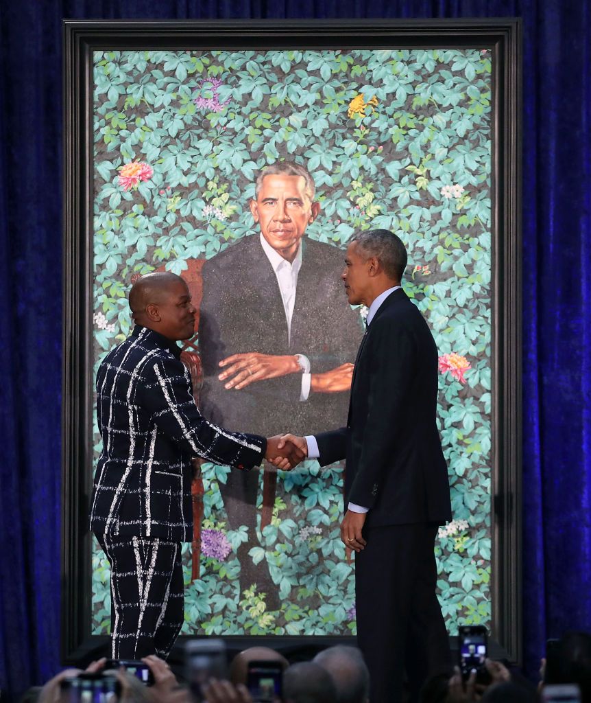 藝術家可海恩德·維里 （Kehinde Wiley）為歐巴馬繪製肖像畫