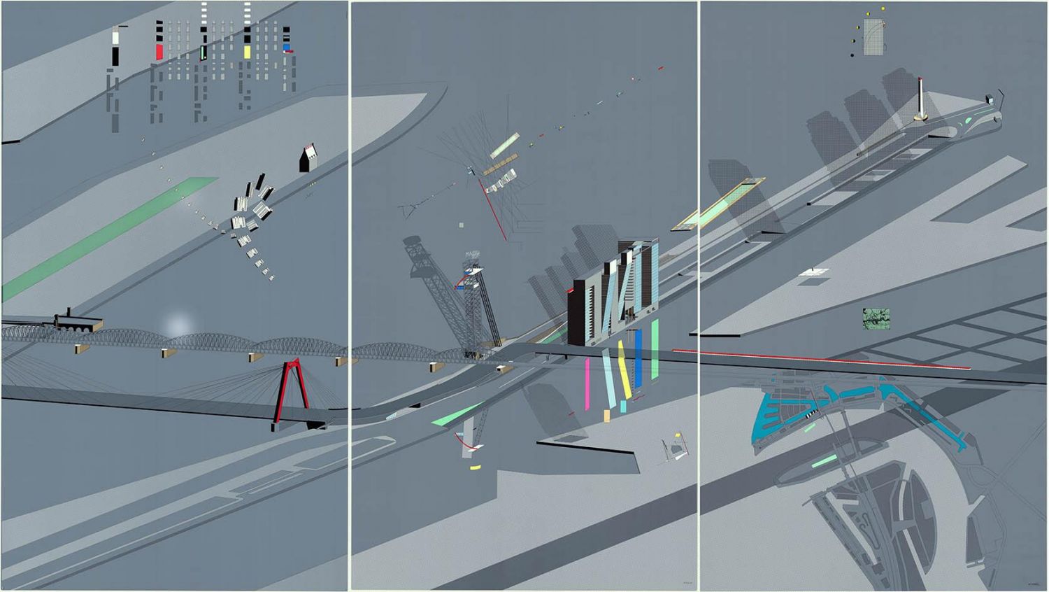 建築大師雷姆·庫哈斯 （Rem Koolhaas）彩色巨型三聯畫《Boompjes》