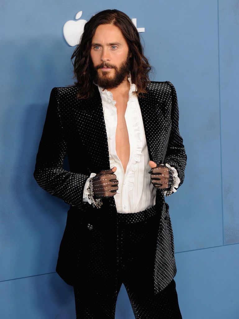 LOS ANGELES, CA - MARCH 17:  Jared Leto arrives for Global Premiere Of Apple TV+'s "WeCrashed"  held at Academy Museum of Motion Pictures on March 17, 2022 in Los Angeles, California.  (Photo by Albert L. Ortega/Getty Images)