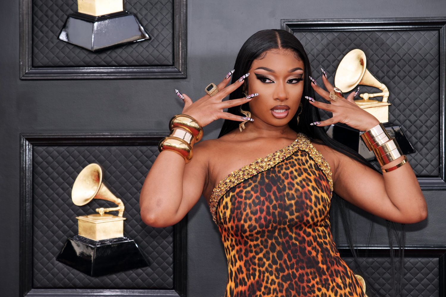 LAS VEGAS, NEVADA - APRIL 03: Megan Thee Stallion attends the 64th Annual GRAMMY Awards at MGM Grand Garden Arena on April 03, 2022 in Las Vegas, Nevada. (Photo by Jeff Kravitz/FilmMagic)