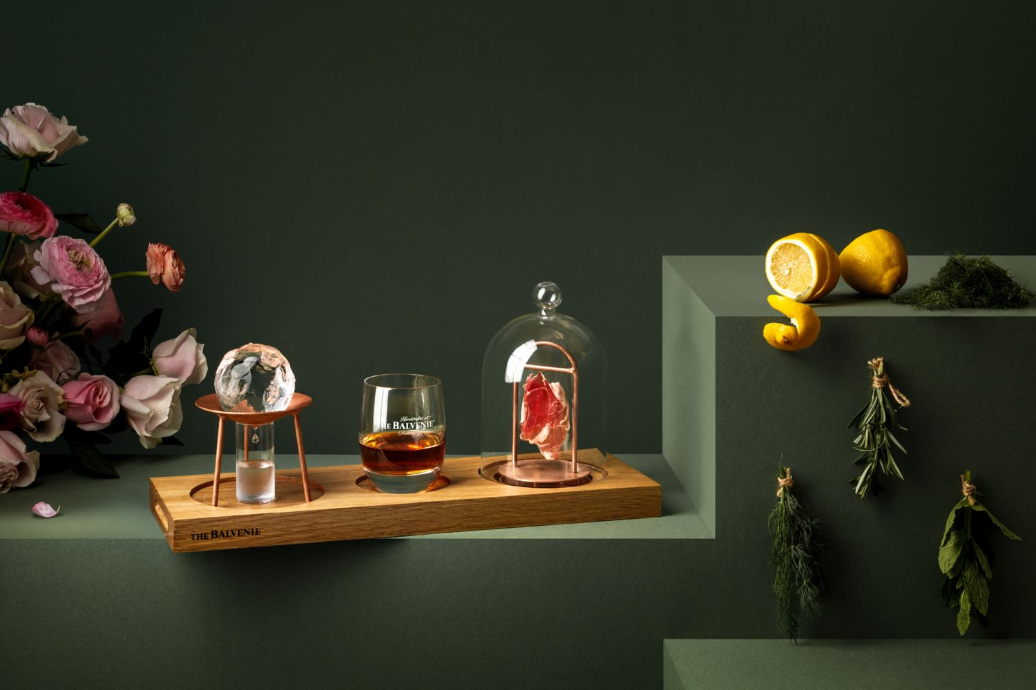 The designer created a multi-sensory bespoke installation for canapes as part of a collaboration with The Balvenie and The General & Co. (Image: Olivia Lee)
