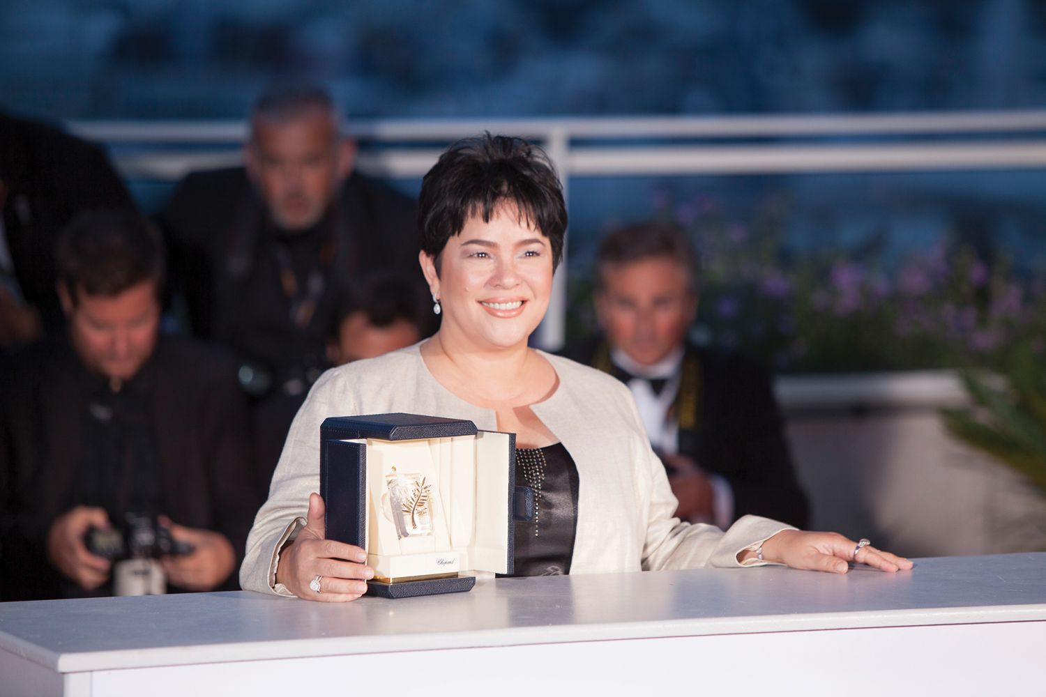 CANNES, FRANCE - MAY 22: Jaclyn Jose poses after being awarded the Best Actress prize for the movie ôMaÃRosaö during the Palme D'Or Winner Photocall during the 69th annual Cannes Film Festival at the Palais des Festivals on May 22, 2016 in Cannes, France. (Photo by Laurent KOFFEL/Gamma-Rapho via Getty Images)