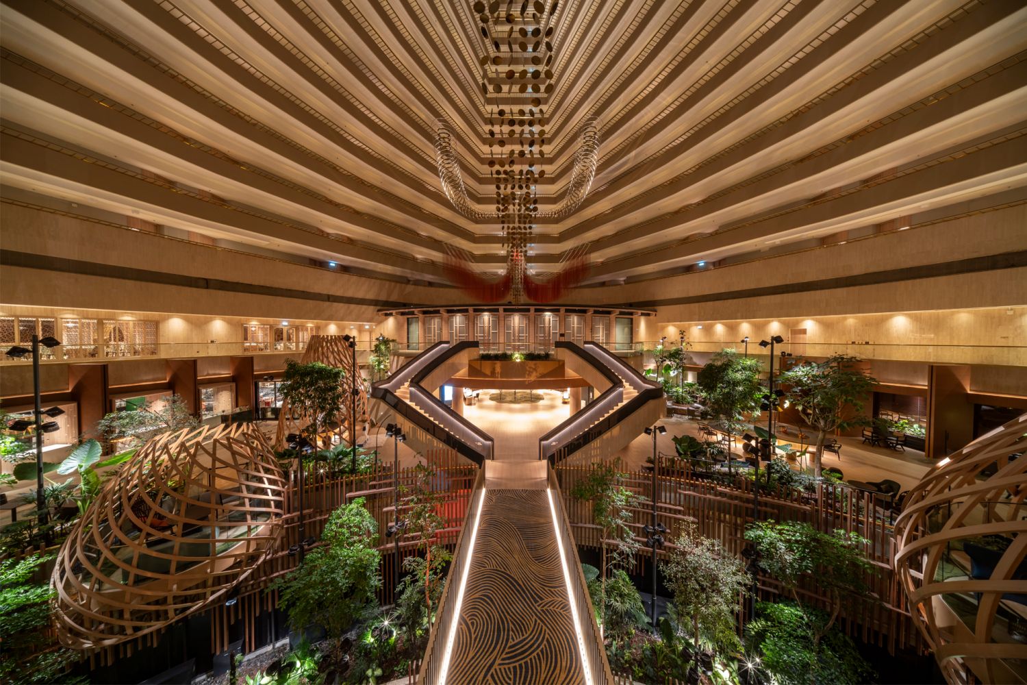 The hotel atrium of Parkroyal Collection Marina Bay