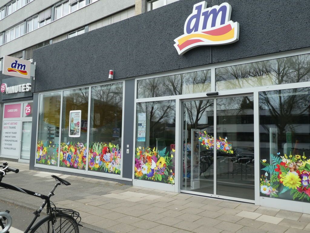 18 April 2021, North Rhine-Westphalia, Cologne: Logo, lettering of the dm drogerie markt on a branch store Photo: Horst Galuschka/dpa/Horst Galuschka dpa (Photo by Horst Galuschka/picture alliance via Getty Images)