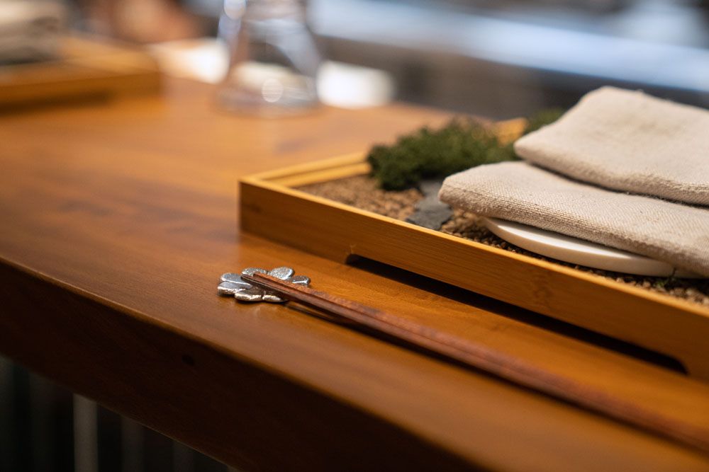 Zen garden tray where appetisers are served