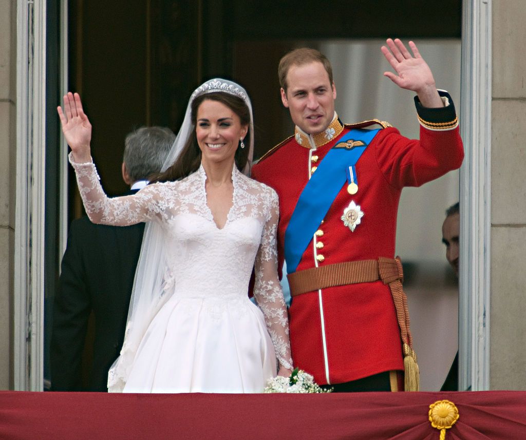 Prince William And His Wife Kate Middleton, Who Has Been Given The Title Of The Duchess Of Cambridge, On The Balcony Of Buckingham Palace, London, Following Their Wedding At Westminster Abbey.. (Photo by Antony Jones/Julian Parker/Mark Cuthbert/UK Press via Getty Images)