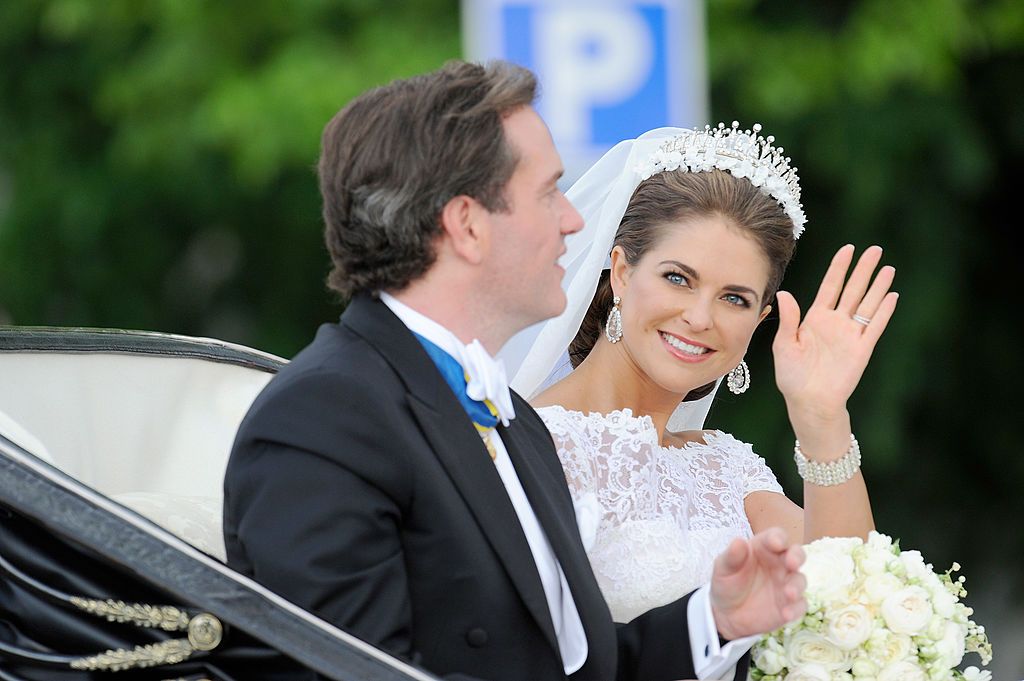 STOCKHOLM, SWEDEN - JUNE 08: Princess Madeleine of Sweden and Christopher O'Neill attends the wedding of Princess Madeleine of Sweden and Christopher O'Neill hosted by King Carl Gustaf and Queen Silvia at The Royal Palace on June 8, 2013 in Stockholm, Sweden. (Photo by Luca Teuchmann/WireImage)