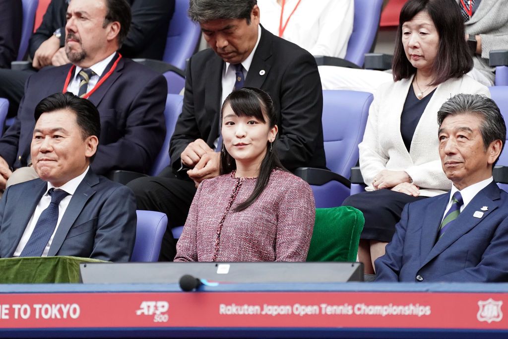 TOKYO, JAPAN - OCTOBER 06: Princess Mako of Akishino attends the Mens singles final between Novak Djokovic of Serbia and John Millman of Australia on day seven of the Rakuten Open at the Ariake Coliseum on October 06, 2019 in Tokyo, Japan. (Photo by Koji Watanabe/Getty Images)