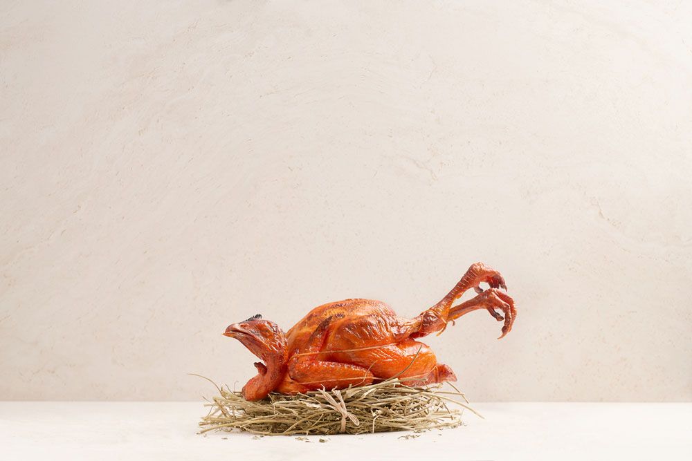 Signature butter-roasted herb-brined French poulet