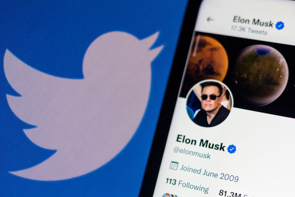 BRAZIL - 2022/04/11: In this photo illustration, the official profile of Elon Musk on the social network Twitter. The billionaire Elon Musk bought 9% of Twitter, an investment of USD 3 billion. (Photo Illustration by Rafael Henrique/SOPA Images/LightRocket via Getty Images)