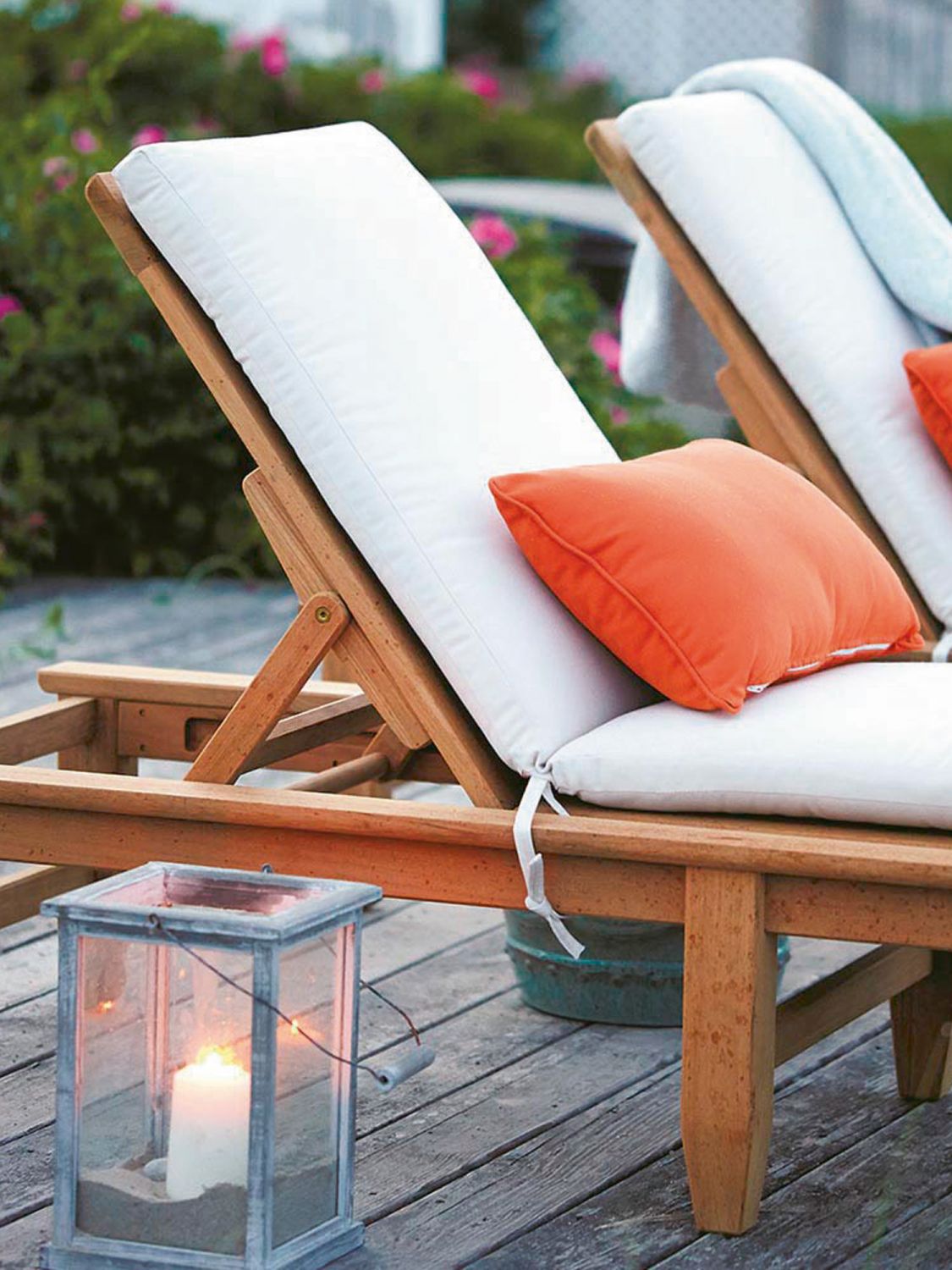 Daybeds upholstered in outdoor fabrics from Sunbrella