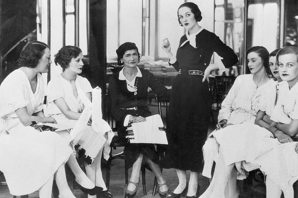 (Original Caption) 5/7/32-London, England: Lady Pamela Smith standing beside Mademoiselle Chanel, famous couturiere, at the latter's fashion salon here. Lady Smith is one of several London society girls who have turned to the style world to take up careers as fashion mannequins.