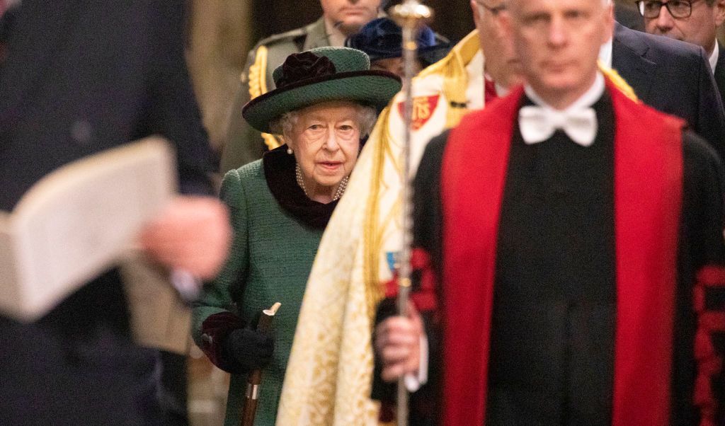 LONDON, ENGLAND - MARCH 29: Queen Elizabeth II arrives in Westminster Abbey for the Service Of Thanksgiving For The Duke Of Edinburgh on March 29, 2022 in London, England. (Photo Richard Pohle - WPA Pool/Getty Images)