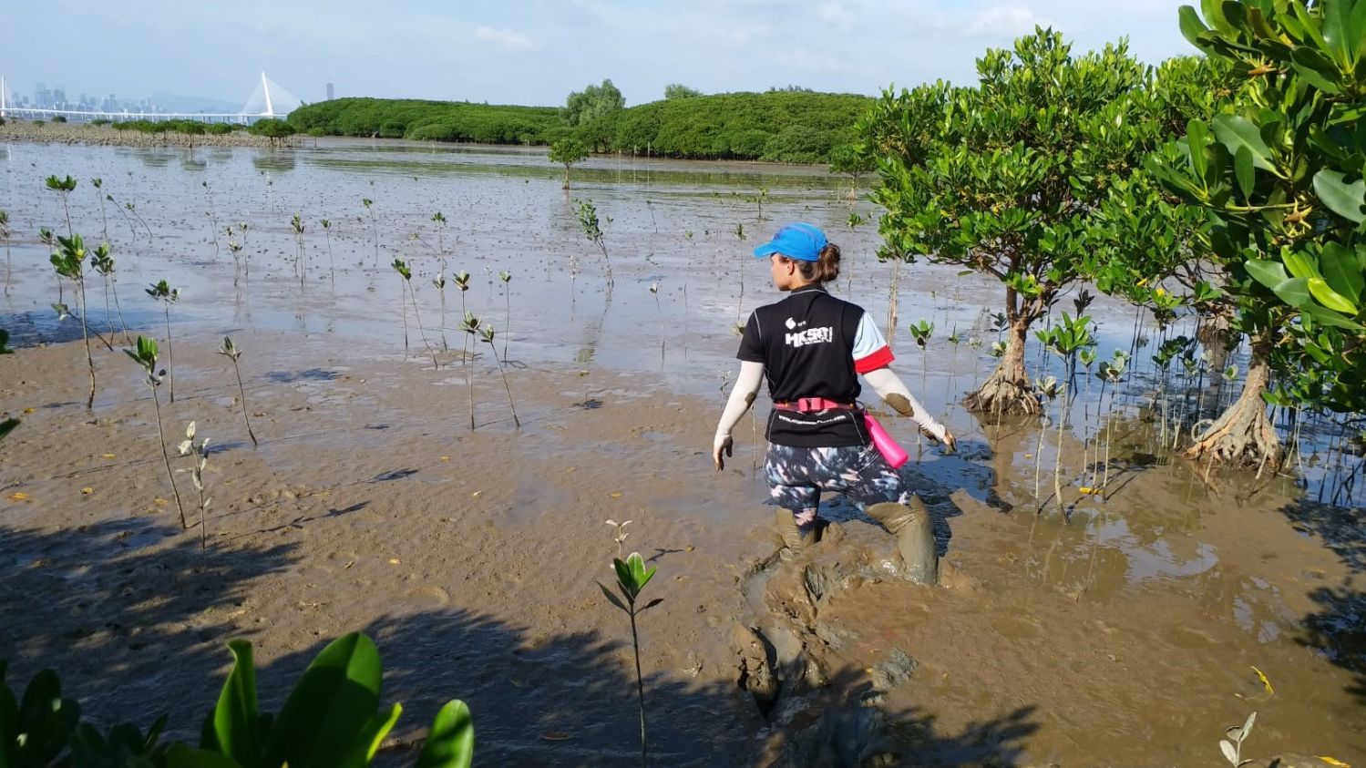 Marine Thomas working on reef restoration in Hong Kong