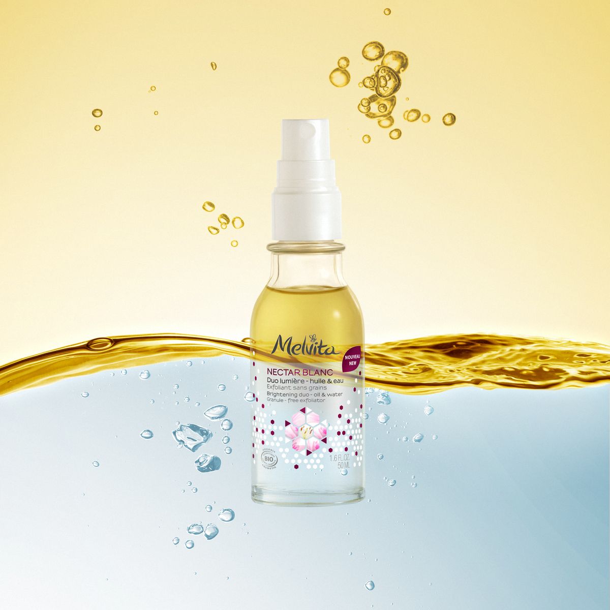 Melvita 百合花姸亮白雙效露(紫光限定版),50ml/NT$1,580