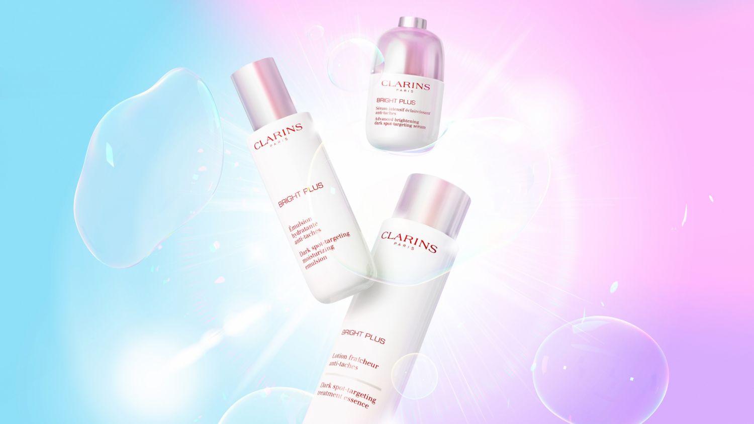 克蘭詩 氧氣亮白淡斑精華水,200ml/NT$1,700;氧氣亮白淡斑乳液,75ml/NT$2,400