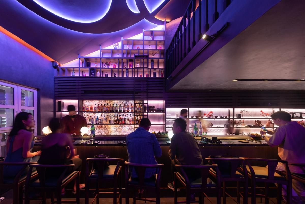 Designed by OWIU, the neon lights within Goho emit a warm glow that adds to the restaurant's contemporary atmosphere (Photo: Finbarr Fallon)