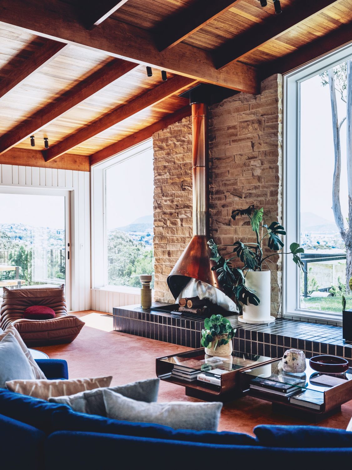 A modern interpretation of the home’s original seventies-influenced aesthetic
