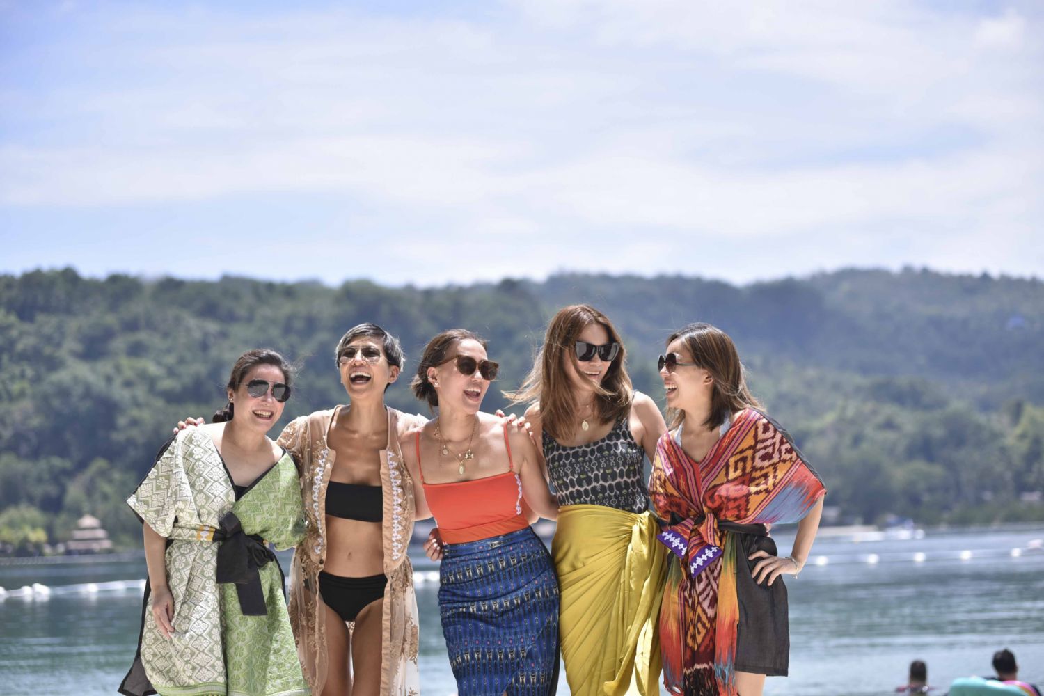 Ana de Ocampo, Feli Atienza, Marga Nograles, Apples Aberin and Angeline Tham wearing Kaayo Resort