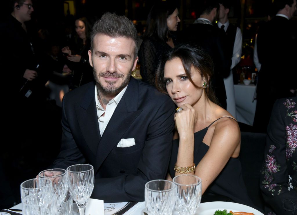 LONDON, ENGLAND - DECEMBER 10: David Beckham and Victoria Beckham attend The Fashion Awards 2018 In Partnership With Swarovski at Royal Albert Hall on December 10, 2018 in London, England. (Photo by Joe Maher/BFC/Getty Images)